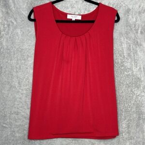 Jones Studio XL Shirt Tank Top Red Solid Sleeveless Scoop Neck Stretch Classic